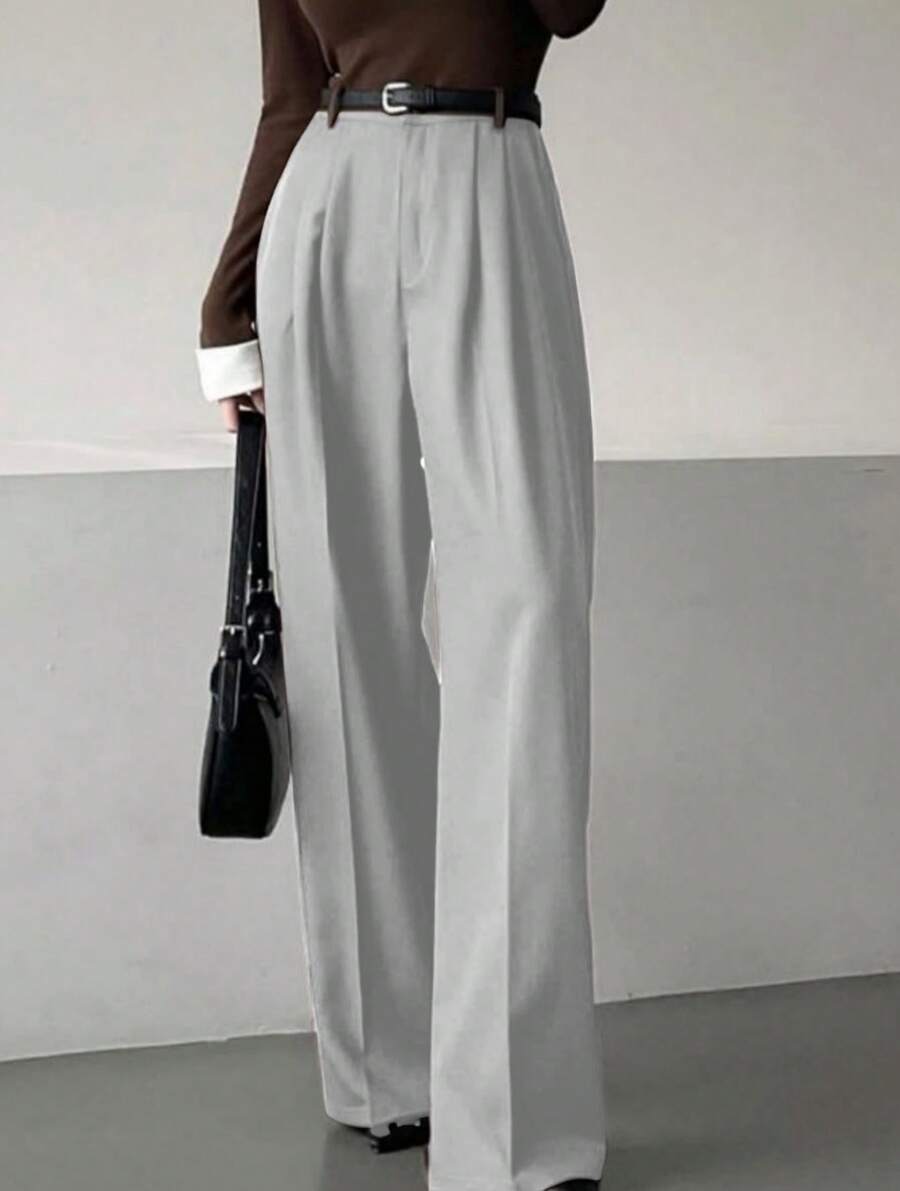 Straight-Leg Suit Trousers - Gris - Ver 1