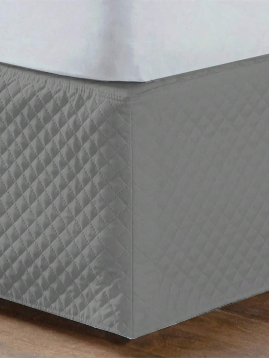 White Quilted Adjustable Box Spring Bed Skirt For Single/Double/Queen Beds - Xám - Xem 1