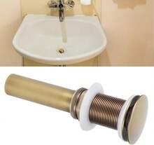 ViaGasaFamido Tapón de Desagüe Emergente, Tapón de Desagüe de Lavabo de Ba?o de Latón, Desagüe de Lavabo de Tocador de Color Antiguo sin Rebosadero(SIN Agujero) - negro - Ver 4