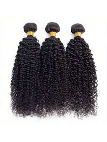 Remy Echthaar Lockiges Haar Bündel #1B Naturschwarz Doppelter Eintrag Anti-Frizz Nicht-Ausfall Für Frauen Weihnachtsgeschenk Silvester Party Perücke Urlaubsperücke Festlicher Stil - SNatural - Übersicht 20