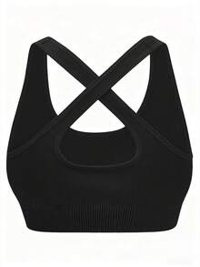 Aaseow حمالة صدر رياضية للنساء ذوات الحجم الكبير - ذات ظهر متقاطع بنسيج مرن للتمارين اليوغا، مقاومة للصدمات بدون حلقات معدنية، ملابس رياضية مناسبة للنساء ذوات الأشكال المنحنية - الأسود - مشاهدة 5