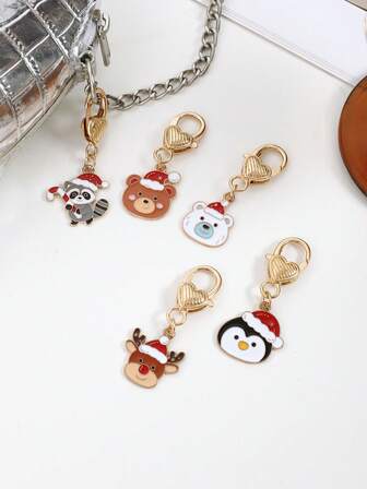 1pc Cartoon Drip Oil Animal Christmas Series Keychain Fashion And Christmas Party Wallet Handbag Backpack Keychain Christmas Animal Bear Elk Pendant Accessories Men's Charm Christmas Car Keychain Christmas Decorations Keychain Family Friends Couple Christmas Day Jewelry Gift Boyfriend Birthday Holiday Gift