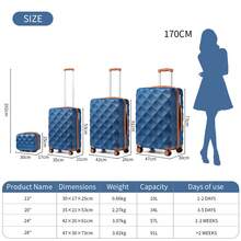 Cabin Luggage Carry On Suitcase 13 20 24 28 Inch ABS Hardshell TSA Lock Spinner Wheels Lightweight 2 3 4 Piece Set Hand Check In Travel Unisex - Navy Blue - View 9
