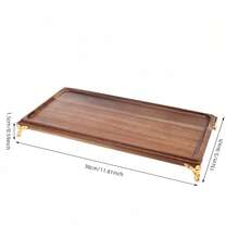 1 pieza Bandeja rectangular de madera de palo de rosa, disponible en 3 tamaños: plato de desayuno, plato de postre, plato de pan, plato de aperitivo, plato de sushi, bandeja de taza rectangular, bandeja de té de la tarde, plato de dulces - Marrón - Ver 12