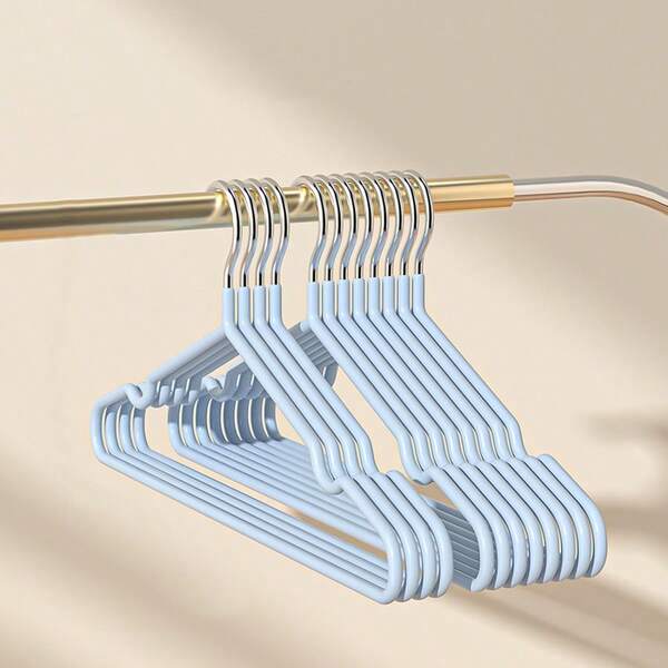 10 PIEZAS Perchas de acero inoxidable antideslizantes, diseño sin costuras mejorado, multifuncionales con hombros acanalados para un agarrro - Artículos esenciales duraderos para el hogar y la habitación de estudiantes para ropa de adultos y niños