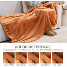 Sofa Blanket Living Room Cover SetFleece Blanket Twin Size, Soft Cozy Twin Blanket, Fuzzy Flannel Blanket Bed, Sofa, Couch, Travel, Camping, 60 X 80 Inches - Pumpkin Orange - 查看 2