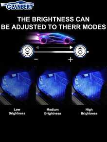 GLANBERT 3" Wireless Interior Car Led Lights With Remote Control, 16 Colors, Magnetic Touch Ambient Led Lights For Decor ﻿ - Multicolor - View 7
