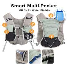 Hydration Running Vest Ultra-Lightweight For Women Men, Water Vest Backpack 5L, Breathable All-Weather Water Vest Hiking Backpack, Adjustable Water Backpack For Hiking, Cycling, Trail Marathon Race – Grey (No Hydration) - Grey - View 9