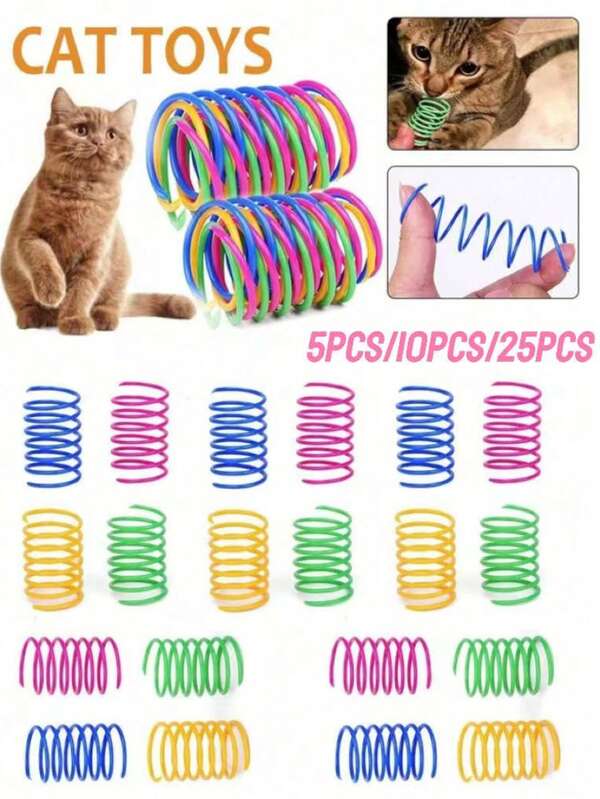 5/25 Pieces Colorful Spring Cat Toys, Indoor Cat Toys, Cat Creative Toys For Killing Time And Staying Healthy, Interactive Cat Toys, Sturdy Heavy Duty Plastic Spring Patting, Biting & Hunting Kitten Toys