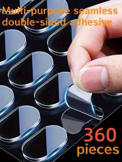 360pcs Double-Sided Adhesive Tape - Multi-Purpose, Seamless, Waterproof, Suitable For Wood, Plastic, Glass, Metal - Invisible Strong Sticky Pads, Applicable For Home Decor, Posters, Photo Frames And Office Supplies