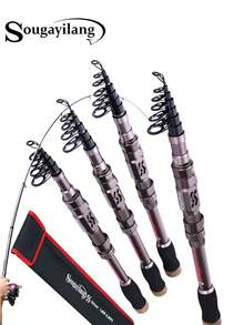 SOUGAYILANG 1支银色碳纤维纺车竿，长度可选1.8米/2.1米/2.4米/2.7米/3.0米，三层碳纤维竿身，EVA手柄，陶瓷导环，金属轮座，灵敏竿尖 - 銀色 - 查看 1