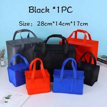 1 pieza Bolsa de compras aislada negra, bolsa aislada de gran capacidad, bolsa reutilizable de compras, bolsa enfriadora blanda, bolsa para comida para llevar o entrega de comidas, ligera, cremallera resistente, plegable, caja de almuerzo escolar, caja de almuerzo, utensilios de cocina, utensilios de oficina, utensilios de estudio, bolsa de picnic