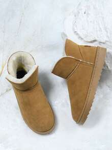 Bottes de neige hautes, chaussures décontractées mode pour couples, bottes tube court style coréen, nouvelles bottes courtes polyvalentes épaisses et chaudes pour l'automne/hiver, chaussures antidérapantes pour hommes - Kaki - Voir 3