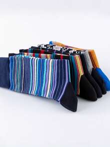 5 Paar Herren fröhliche gestreifte Socken, Freizeitsocken für Zuhause, Reise und Lässig, europäischer und amerikanischer Straßenmode Knöchelsocken