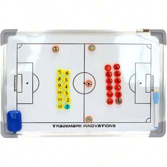 Soccer Whiteboard Clipboard With Magnetic Chess Pieces Pen Erase, FullHalf - Court Futsal Ball Clipboard, Double - Sided Training Clipboard, Coaching Strategy Board 1 Pack