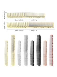 2pcs Aluminum Comb & Stainless Steel Haircut Comb, Salon Hairstylist Barber Cutting Comb, Grooming Flat Top Hair Comb - Multicolor - View 8