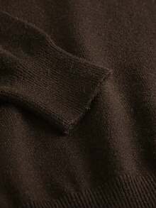 Men's Crew Neck Long Sleeve Sweater, Versatile Everyday Wear Knitted Top - Brown - View 7