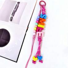 1pc Handmade Woven Keychain, Colorful Dopamine Beaded, Customizable Name, Christmas/Birthday/Personalized Gift