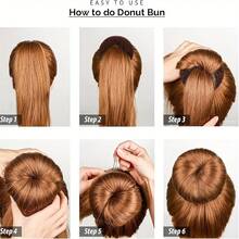 33pcs Hair Styling Tool Set Includes: 8pcs Hair Donut Bun Maker, 4pcs Dark Brown & 4pcs Beige Hair Donut Bun Maker, 5pcs Hair Ties, 20pcs Hair Clips - Multicolor - View 5
