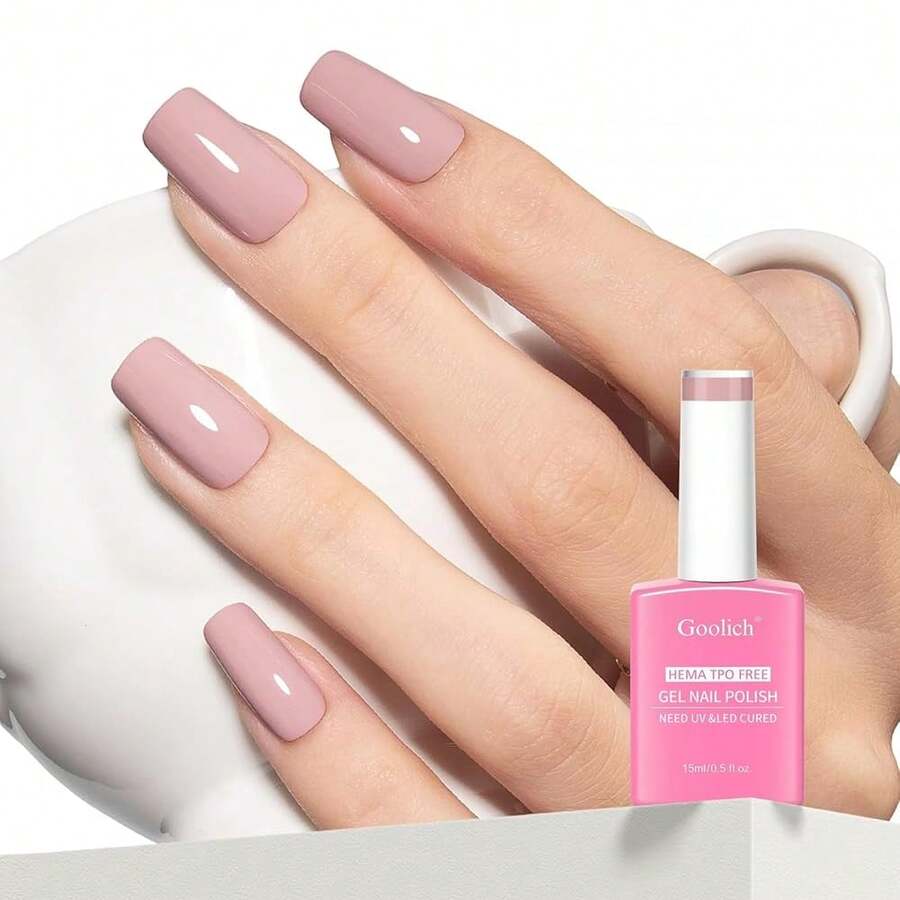 Nude Pink Gel Polish, 0.5 Fl Oz HEMA & TPO Free Soft Pink Gel Nail Polish Soak Off U V LED Fall Winter Nail Art Design Manicure Salon For Women Fgirl{Inchcolor_nameinch:InchOpaque-NudePinkinch} - 不透明裸粉色 - 查看 1