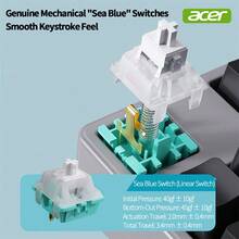 Acer OKR235 Mechanical Keyboard, Tri-Mode Connectivity, Wired Bluetooth, 2.4G Wireless, 87-Key Compact Layout, Full-Key Anti-Ghosting, Hot-Swappable Linear Switches, Suitable For Gaming And Office Use - Dark Night - View 5