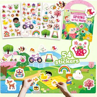 Seasonal Theme Sticker Books, Double-Sided Waterproof Design With Spring, Summer, Autumn, Winter Four Seasons, Educational Toddler Activities Toys, Washable Mixed Color Stickers, Perfect For Kids As Easter, Summer Vacation, Halloween, Christmas & Birthday Gifts
