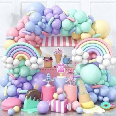 163 Piezas Kit de Globos para Dración de Fiesta, Arco de Globos Arcoíris con Colores Pastel, Estilo Dulce para Fiestas y Cumpleaños, Dración Multicolor,25586227