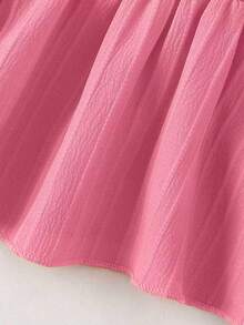 2pcs/Set Girls Casual Floral Ruffle + 3D Bow Decor Camisole Top And Floral Ruffle Shorts Outdoor Set, Spring/Summer - Pink - View 5