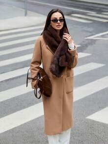 1pc Women's Faux Fur Scarf Shawl, Fashionable Versatile Warm Scarf Shawl For Daily Wear, Autumn/Winter