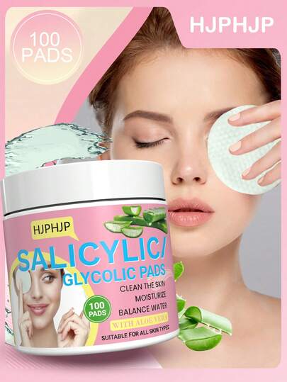 HJPHJP Halloween Skincare, Costume Party, 100Pads-Salicylic Glycolic Pads, Glycolic Acid, Facial Radiance Pads, Glycolic Acid, Daily Skincare, Containing Salicylic Acid/Aloe Vera, Moisturizes, Control Oil, Cleanse Skin, Exfoliating, Smooth And Tighten Skin, Essential For Daily Skin Care