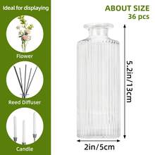 Tomnk Glass Bud Vases Set Of 9/12/36, Small Mini Flower Vases Bulk Pack For Centerpiece Table Decor, Wedding Reception Party Baby Shower, Vintage Home Decor Clear Glass Vases Set, Mother's Day Decor, Ideal Mother's Day Gift - 無色 - 查看 8