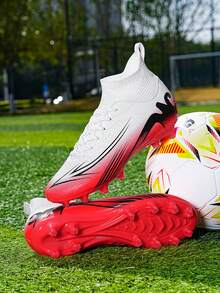 Up run 男士足球鞋，人造草坪足球鞋，AG长钉设计，PU皮革鞋面，弹性鞋口，户外防震耐磨运动足球鞋，防滑透气运动钉鞋，适用于人造草坪、天然草坪、室内训练场、专业运动足球鞋，也适用于泥地、短草、室内球场和其他运动场所。 - 紅色 - 查看 4