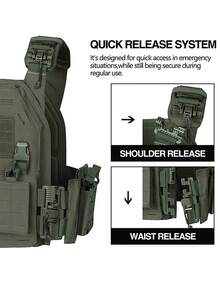 可调节肩部和腰部狩猎背心，配有三合一可扩展腰袋，激光穿孔，耐用防撕裂，适合狩猎、户外探险等活动。