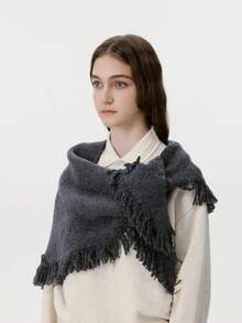 1 Stück Damen Wollmischung gefranstes gestrickter Dreieckschal, hochwertig retro Unisex dicker warmer Schal, geeignet für Outdoor, Urlaub, Skifahren, Eislaufen, Herbst/Winter - Verschiedenfarbig - Übersicht 10