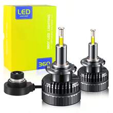 D2S/D2R LED 灯泡，50000 流明 HID 组装氙气灯泡替换件，6500K 氙气灯泡，2 件装，汽车照明升级 | LED 车头灯泡，汽车配件 | Lighting Grade 环绕矩阵高性能 LED 灯珠铜柱 12v - D2S - 查看 12