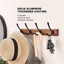 Wood Coat Rack Wall Mount With 4 Hooks, Heavy Duty Wooden Jacket Hanger Door Mounted For Decorative Entryway And Bathroom Hanging Towel Backpack Purse Clothes Hat Key Black, Rustic Modern Farmhouse Wall‑Mounted Hook Organizer For Hallway Bedroom Mudroom Closet Dorm Office Porch, Space‑Saving Sturdy Coat And Accessory Storage, Versatile Multipurpose Hook Rail For Seasonal Gift Idea - Multicolor - View 2