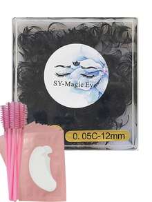 1000 Piezas por caja, 20D, Grosor 0,05 mm, 8-18 mm, Rizo C/D, Extensiones de pestañas con abanico premontado, con 10 Piezas de almohadillas para extensiones de pestañas y 10 Piezas de cepillos para pestañas, Suave y natural, Fácil de transportar, Pestañas postizas hechas a mano, Para fiestas y viajes, Navidad