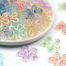 10/20pcs Colorful Cute Large Plum Blossom Pendant Beads, Multicolor Pendant Beads With Holes, Suitable For DIY Hair Accessories, Phone Case, Bracelet Decorations