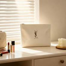 Yves Saint Laurent 1 pezzo Borsa organizer per il trucco di grandi dimensioni da donna, pochette cosmetica in PU, design elegante e minimalista, portatile per uso quotidiano, regalo perfetto per lei, ideale per viaggi, lavoro o scuola. YSL-GIFT-20