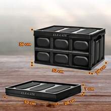 ELE-GATE Reinforced Collapsible Black Plastic Storage Box With Stackable Structure - Black - View 3