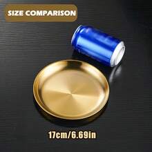 7/12/2pcs Stainless Steel Gold Small Plates, 6.69 Inch Round Serving Platters, Multipurpose Metal Dinner Dishes For Salad, Snacks, Desserts, Barbecue - Sturdy, Heavy-Duty, Suitable For Gatherings And Outdoor Camping, Essential Camping Gear | Elegant Tableware | Durable And Easy To Clean - Gold - View 10