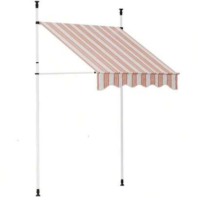 Outdoor Blinds, 2x 1.8m Privacy Screen Window Blind Retractable Pivot Arm Awning Canopy Shade Waterproof Gazebo Awnings Home Patio, With Mounting Bracket Hand Crank Brown
