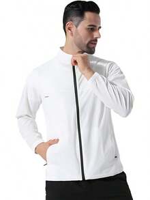 Chamarra ligera para hombre,Las chaquetas casuales elegantes con moderno de tejido elástico,Impermeable y resistente al viento - Blanco - Ver 10