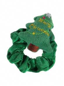 1pc Christmas Hair Scrunchies,Silk Christmas Hair Ties Elastic,With Christmas Tree Santa Claus Elk Soft Elastic Hair Bands,Red And Green Brown Checkered Hair Ties Xmas Ponytail Holders For Women Girls Christmas Decorations Home Christmas Gifts Christmas Decor