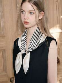 1pc Casual Stripe Design 90 Scarf, New Spring/Fall Bandana For Women As Multi-Functional Item For Waistband/Decoration/Headband, Fashionable Accessory Elegant Bandana,Hair Band,Head Band Ideal For Dressing Up Your Look Winter Fall