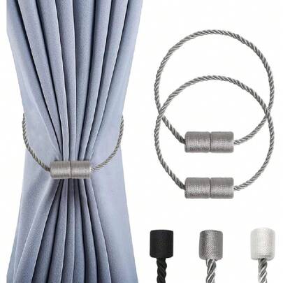 Alzapaños para Cortinas, Sujetador de Cortinas con Cordón Giratorio Grueso e Imán, Adecuado para Cortinas (Gris),25592721