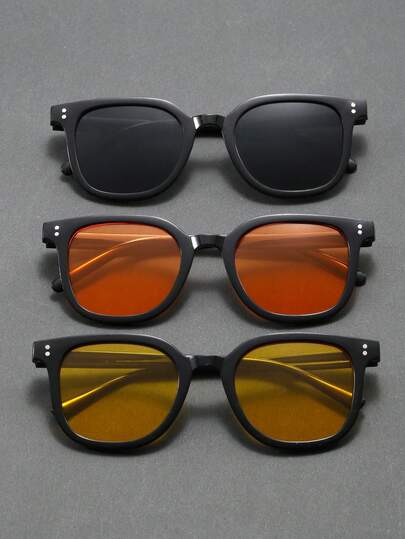 3-Pack Vintage Men's Sunglasses, Cat Eye Glasses, Suitable For Daily Wear, Photography, Festivals, Travel, Beach, Driving, Vacation, Streetwear