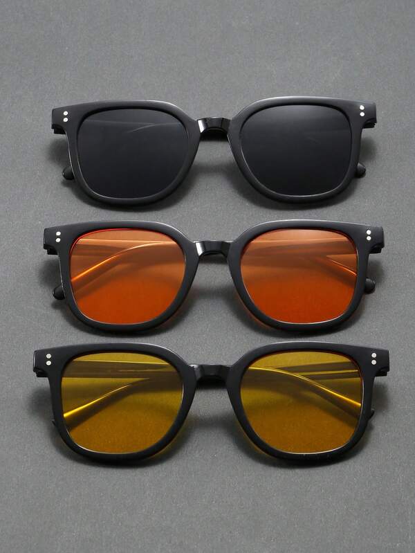 3-Pack Vintage Men's Sunglasses, Cat Eye Glasses, Suitable For Daily Wear, Photography, Festivals, Travel, Beach, Driving, Vacation, Streetwear