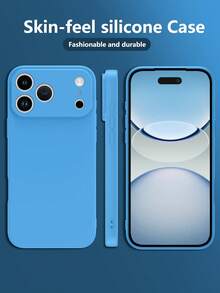 1 pieza Funda de teléfono delgada, de moda y de borde recto, diseñada para protección de cámara, con interior de microfibra suave y función amortiguadora de golpes, compatible con varios modelos de , Realme, Honor, Vivo, Apple desde el 6 hasta el 17 - Azul - Ver 5