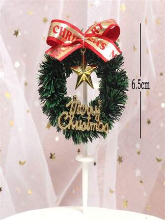 5pcs [Christmas&Birthday Dual Theme] Cake Decoration Plaque Gift Pack, Christmas Cake Decoration Plaque Grass Circle Leaf Sika Deer Christmas Tree Gift Pack, Birthday Baking Dessert Table Flag Insertion